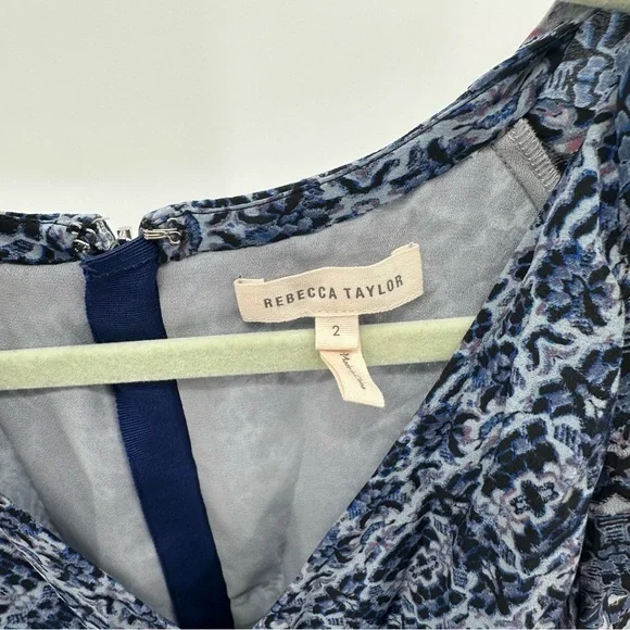 Rebecca Taylor Short Sleeve Tangier Paisley Dress Size 2 100% Silk - Picture 5 of 7